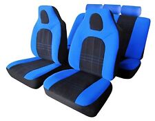 MONZA UNIVERSAL FULL SET SEAT PROTECTOR COVERS BLUE & BLACK SMOOTH VELOUR FABRIC