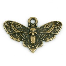 Moth Charms Skull Antique