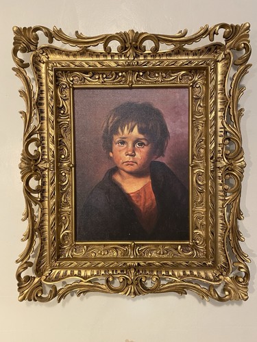 Framed the crying boy painting - crying,
