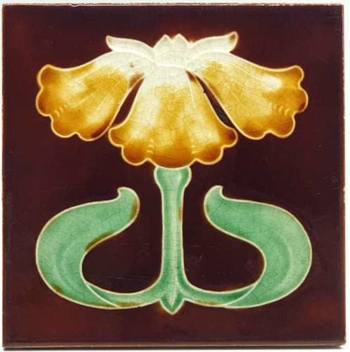 Art nouveau fireplace brown - art,