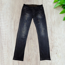 Diesel Jeans Slim Tapered Mens W32 L32 Dark Blue Mid Rise Distressed