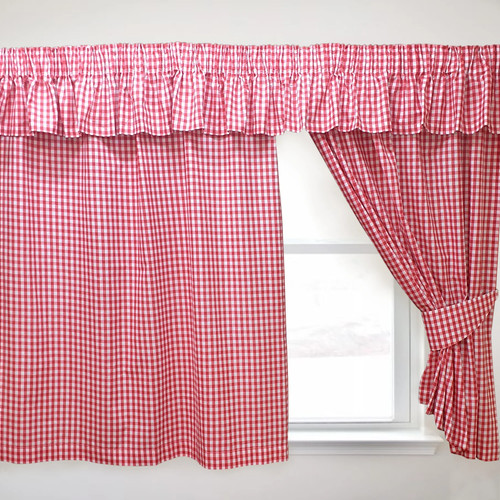 Gingham check cherry curtains - check,