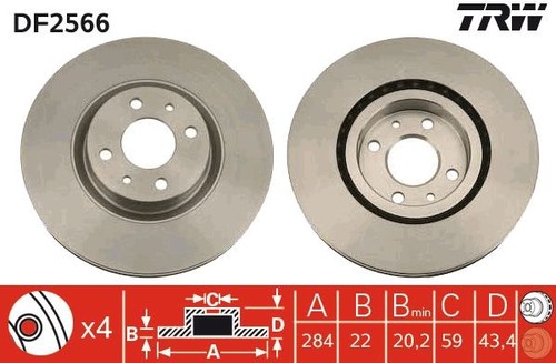 Brake disc trw df2566 for - disc,