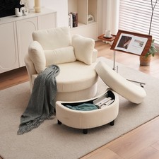 Soft Fabric Sofa Armchair Cuddle Chair Swivel Plush Soft Chairs Cushion Pillow