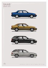 POSTER - SAAB EVOLUTION - (A4 A3 A2 Sizes) Car 9000, 95, 9-5, Aero, Turbo