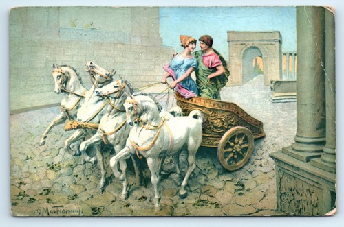 Postcard roman horse chariot - postcard,