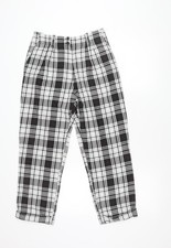 Topshop Womens Black Check Plaid Trousers Size 10 Regular Fit