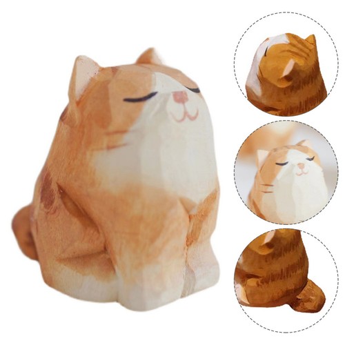 Wooden cat sculpture ornament - cat,