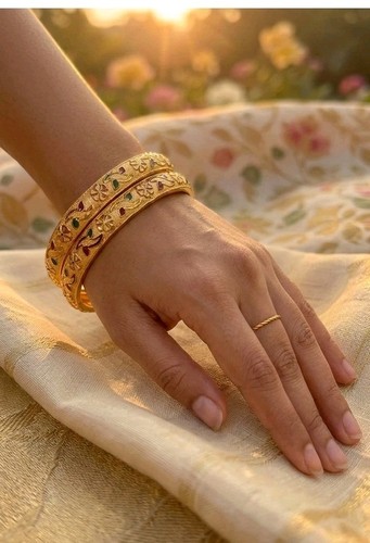 Ethnic bangles 22k gold plated - ethnic,