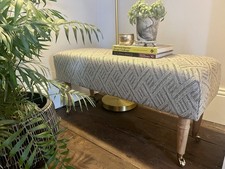 Handmade Bench/Footstool Covered  In Linwood Tango Weaves Rumba Coal. Castors