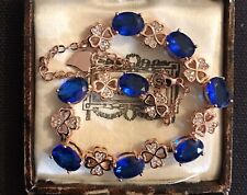 Vintage Style Jewellery Blue Crystal Bracelet 18K Rose Gold Plated