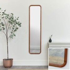 Tall Wooden Curved Framed Wall Mirror retro mid century modern decor