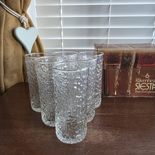 Vintage Ravenhead Siesta Hi Ball Glasses 31cl Icy Bark Design x 6 Boxed