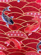 Fish fabric, oriental koi