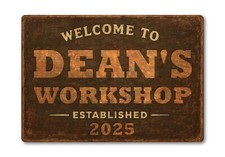 Personalised Workshop Sign METAL Plaque Home Shed Garage Man Cave Gift Rustic