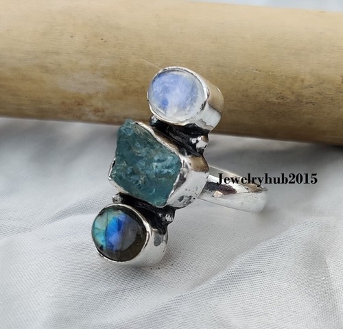 Raw aquamarine ring 925 - aquamarine,