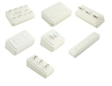 White Leatherette Ring Slot Display Presentation Organiser Stand Collection