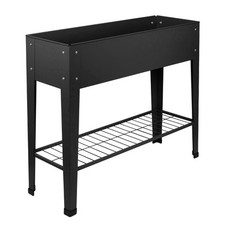 1x Elevated Raised Garden Bed with Legs & Storage Shelf Anthracite Planter