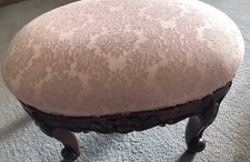 An Antique  Country French carved Mahogany Footstool New Upholstery