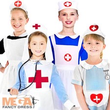 Girls Nurse Fancy Dress Childrens Kids Costume Hospital Uniform Childs Outfit