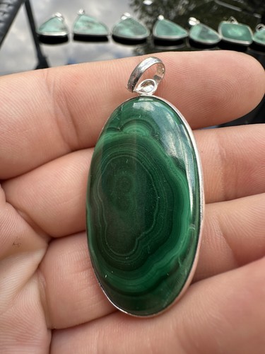 Malachite green pendant 925 - green,