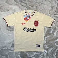 🚨LAST ONE | Liverpool FC Reebok 1996/97 Beige Away T-shirt McManaman #17 ⭐ | M