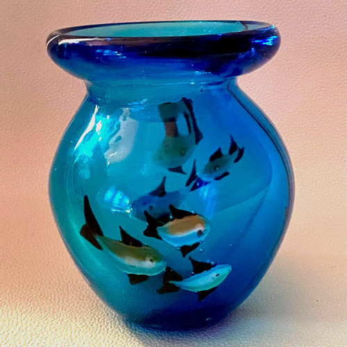 Art glass vase - blue, bowl