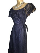 Gorgeous Wallis ❤️Gypsy Bardot Lace Midi Length Dress Blue Size 16 summer party