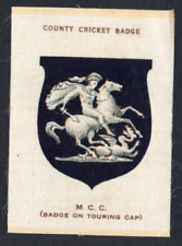 MCC County Cricket Badge silk antique BDV Cigarettes 1921 fabric