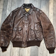 Schott A-2 Men's Leather Jacket Brown Flight Bomber 1980s USA Size 42/Large