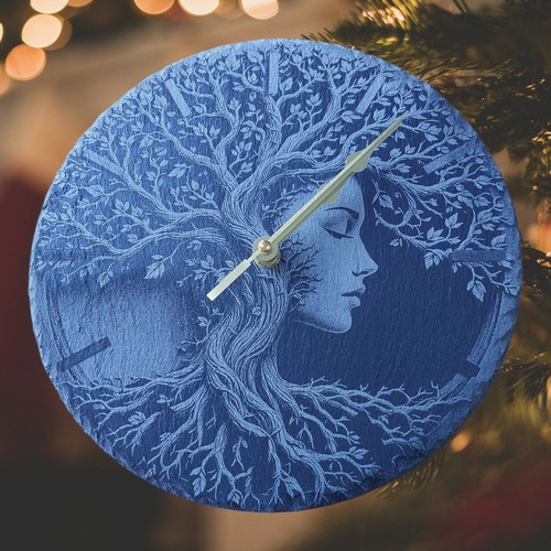 Slate clock laser engraved on - slate, -laser