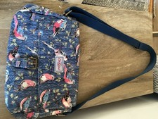 CATH KIDSTON shoulder Saddle bag blue garden birds design oilcloth