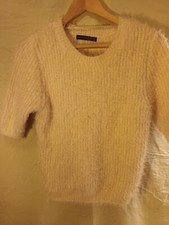 FLUFFY Short Sleeve Jumper by Atmosphere Light Pink Size 12