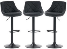 3 X BLACK  Bar stools , CORDOBA, set of 3,, Matt Black Metal