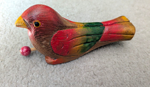 Hand painted carved wood bird - painted,