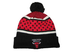 Chicago Bulls Mitchell & Ness Pom Beanie Ski Red Black White Cap Hat