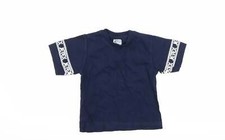jetex Boys Blue Cotton Blend Basic T-Shirt Size 2 Years Crew Neck