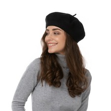 Plain beret hat wool autumn - beret,
