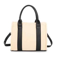 Small Straw Bitone Colour Tote Bag/Ladies Grab Bag/Casual Bag
