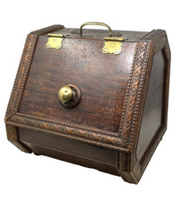 Antique Vintage Wooden Brass