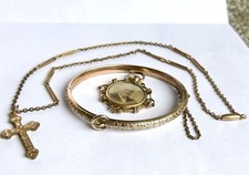 Joblot Victorian Rolled Gold Filled Locket , Pendant / Cross / Chain / Bangle