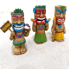Solar Garden Tiki Statues Set
