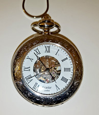 Mechanical Pocket Watch Skeleton  Half Hunter Crown Wind Chrome  Working #2