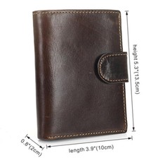 Genuine Leather Mens Purse Trifold Brown Large Capacity Credit Card RFID Wallet