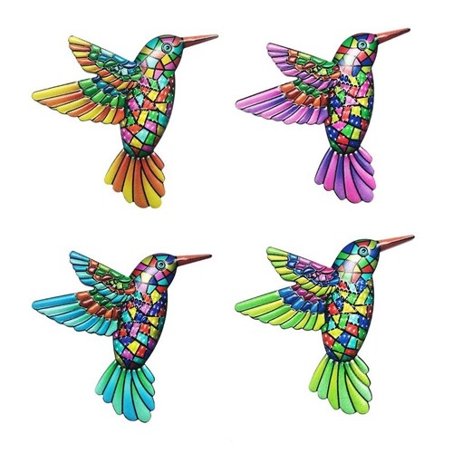 4pack metal hummingbird wall - metal,
