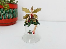 Christmas Fairy Hanging Ornament Red Green Dress Gold Wings Gisela Graham?