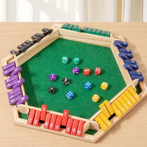 Wooden shut the box - box, dice