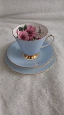 Vintage Old Royal Bone Chine Tea Cup Saucer And Side Plate Blue Display Only