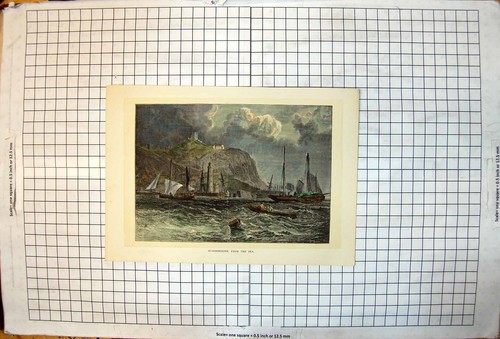 Antique old print - print, scarborough