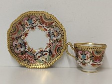 ANTIQUE HIGH REGENCY WORCESTER FLIGHT, BARR & BARR PORCELAIN COFFEE CUP & SAUCER